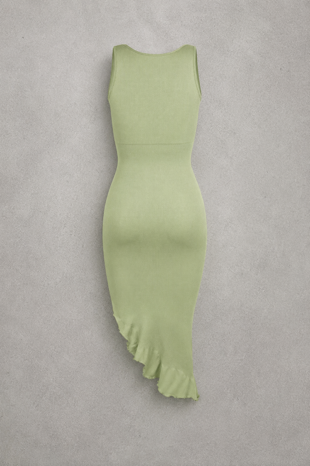 Sculp Shaping Bodycon Dress - Tummy Control V-Neck Dress with Built-In Bra & Ruffle Hem