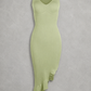 Sculp Shaping Bodycon Dress - Tummy Control V-Neck Dress with Built-In Bra & Ruffle Hem
