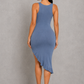 Sculp Shaping Bodycon Dress - Tummy Control V-Neck Dress with Built-In Bra & Ruffle Hem
