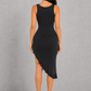 Sculp Shaping Bodycon Dress - Tummy Control V-Neck Dress with Built-In Bra & Ruffle Hem