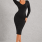 Sculp Shaping Dress for Women - Tummy Control Bodycon with Built-In Bra & V-Neck
