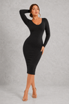 Sculp Shaping Dress for Women - Tummy Control Bodycon with Built-In Bra & V-Neck