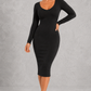Sculp Shaping Dress for Women - Tummy Control Bodycon with Built-In Bra & V-Neck