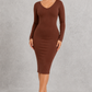 Sculp Shaping Dress for Women - Tummy Control Bodycon with Built-In Bra & V-Neck