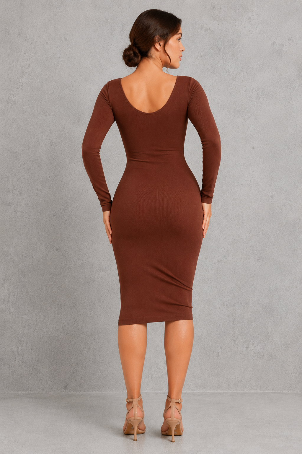 Sculp Shaping Dress for Women - Tummy Control Bodycon with Built-In Bra & V-Neck