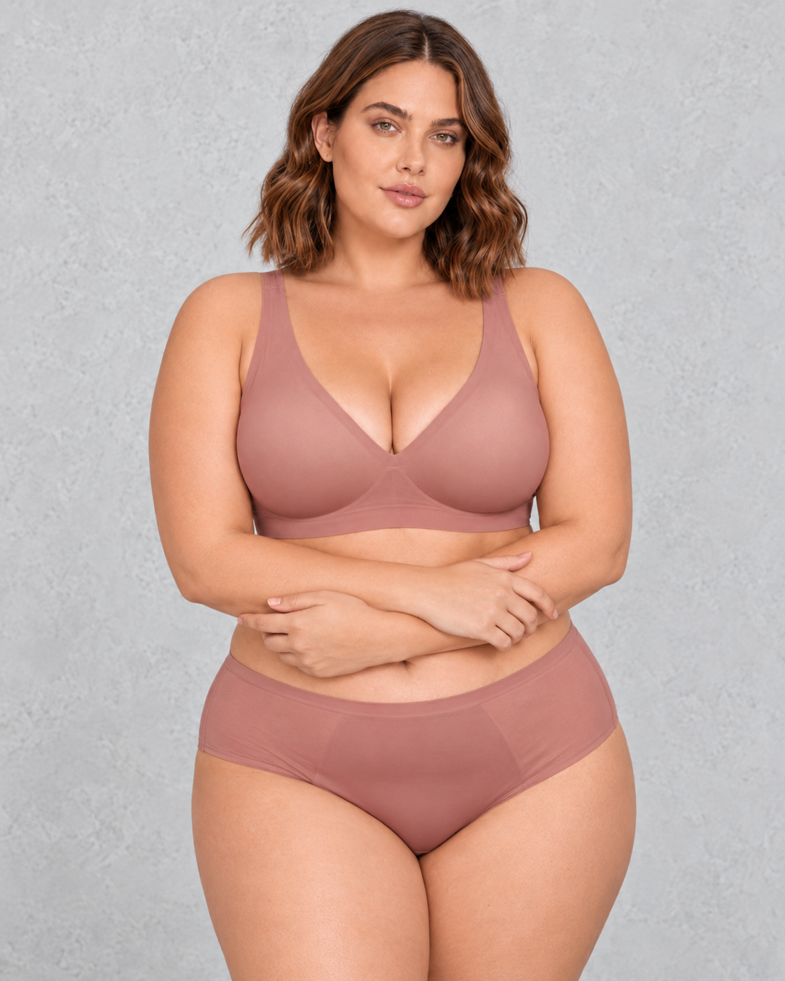 Sculp Seamless Padded Wireless Bra in Dusty Rose – front
