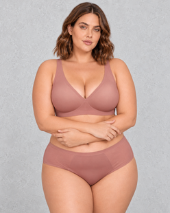 Sculp Seamless Padded Wireless Bra in Dusty Rose – front