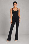 Sculp Square Neck Shaping Flare Jumpsuit - Seamless Tummy Control One Piece