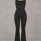 Sculp Square Neck Shaping Flare Jumpsuit - Seamless Tummy Control One Piece