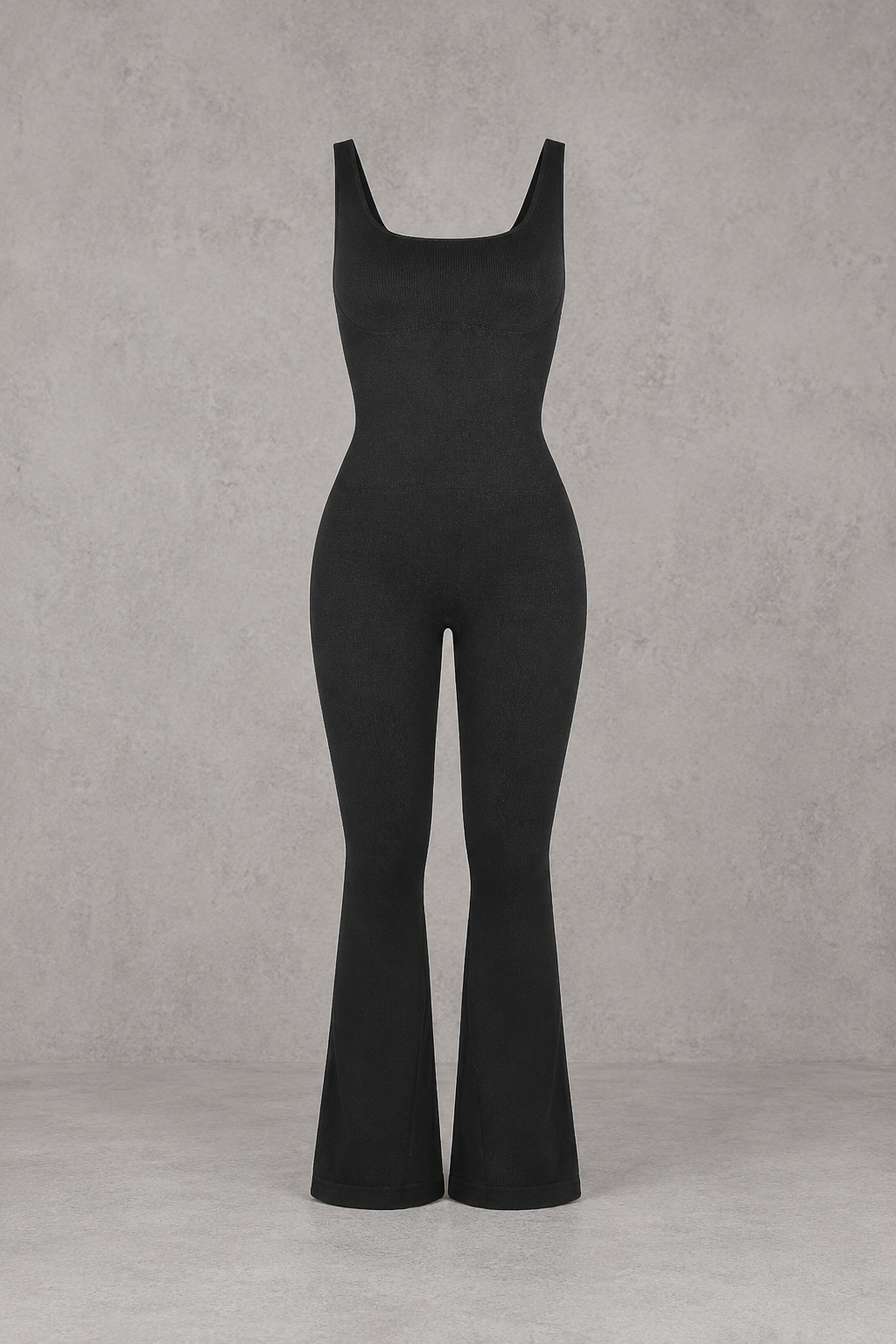 Sculp Square Neck Shaping Flare Jumpsuit - Seamless Tummy Control One Piece