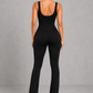Sculp Square Neck Shaping Flare Jumpsuit - Seamless Tummy Control One Piece