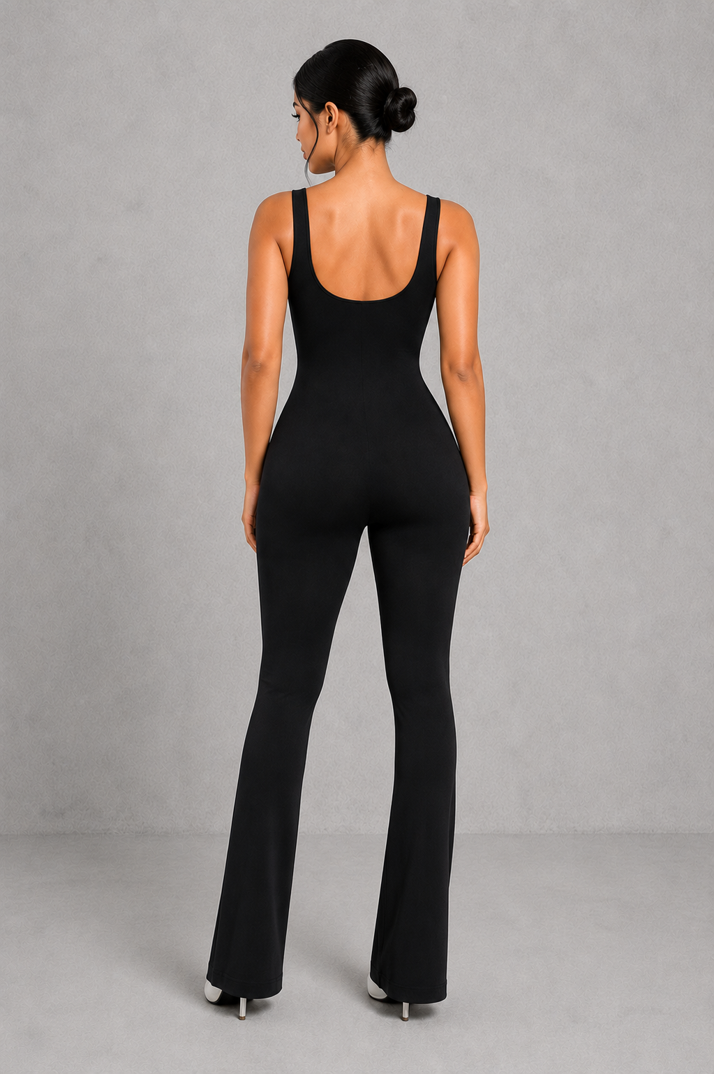 Sculp Square Neck Shaping Flare Jumpsuit - Seamless Tummy Control One Piece