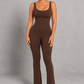 Sculp Square Neck Shaping Flare Jumpsuit - Seamless Tummy Control One Piece