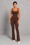 Sculp Square Neck Shaping Flare Jumpsuit - Seamless Tummy Control One Piece