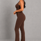 Sculp Square Neck Shaping Flare Jumpsuit - Seamless Tummy Control One Piece