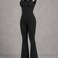 Sculp Square Neck Shaping Flare Jumpsuit - Seamless Tummy Control One Piece