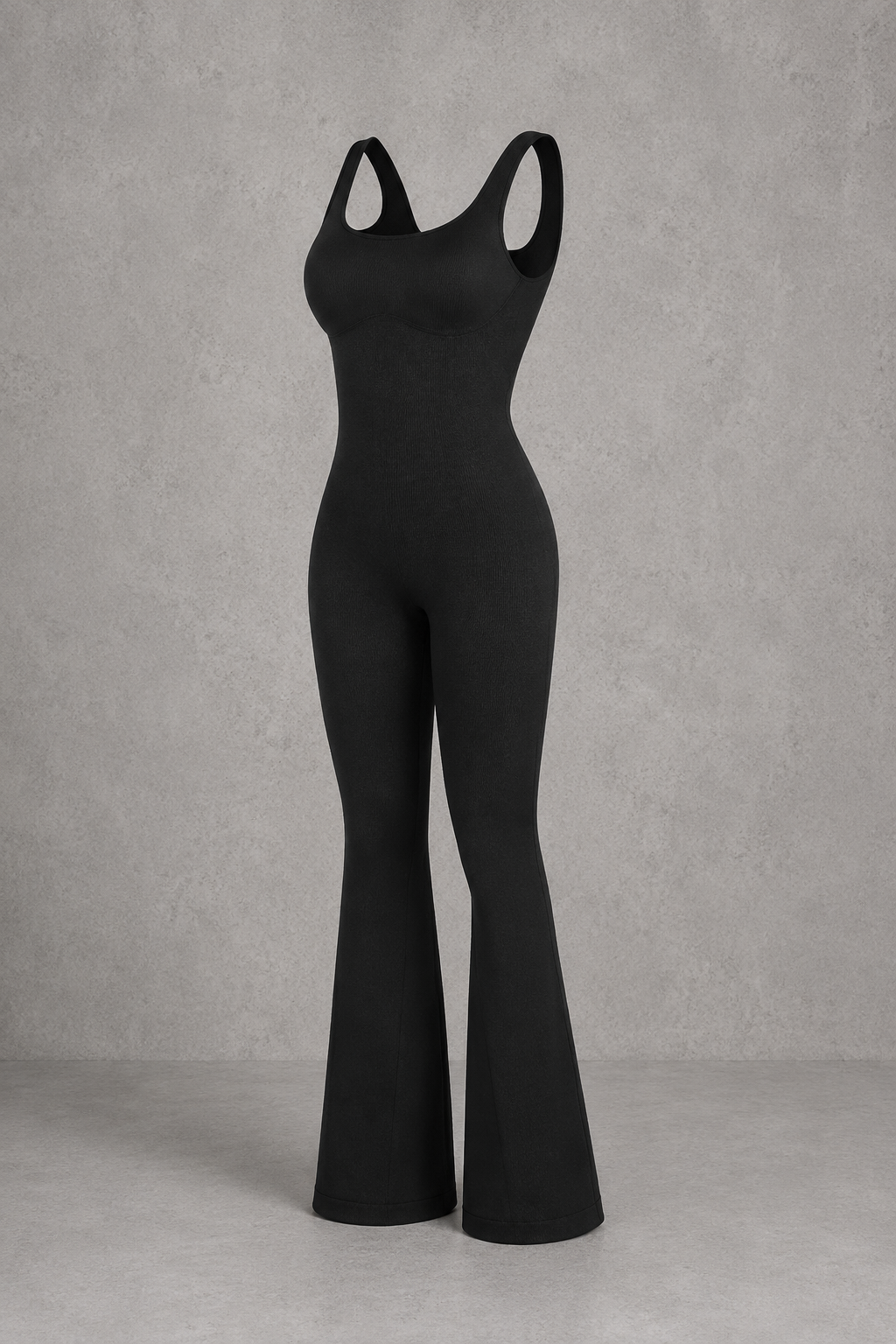 Sculp Square Neck Shaping Flare Jumpsuit - Seamless Tummy Control One Piece