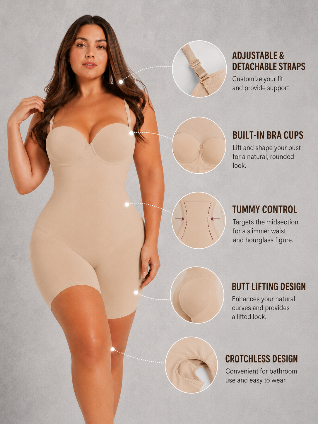 SculpStore Strapless Sculpt Bodysuit - Lift & Full Body Shaping