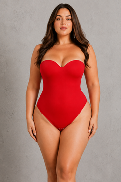 SculpStore Strapless Shapewear Bodysuit - Tummy Control Seamless Body Shaper with Detachable Straps
