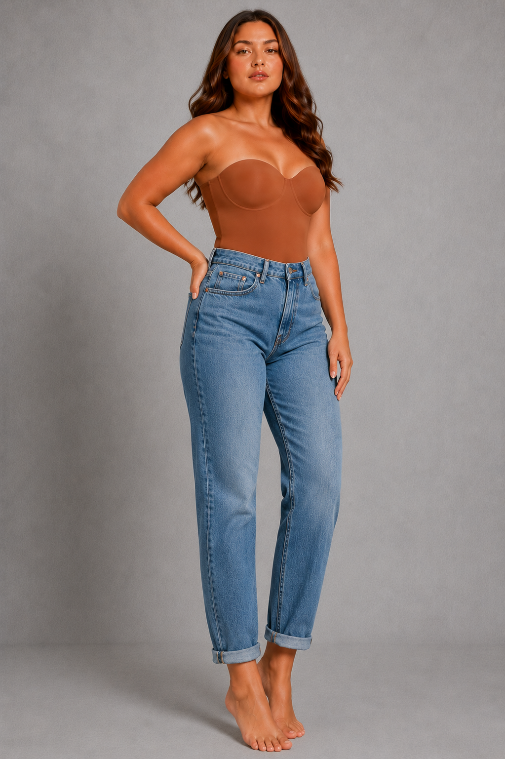 SculpStore Strapless Shapewear Bodysuit - Tummy Control Seamless Body Shaper with Detachable Straps