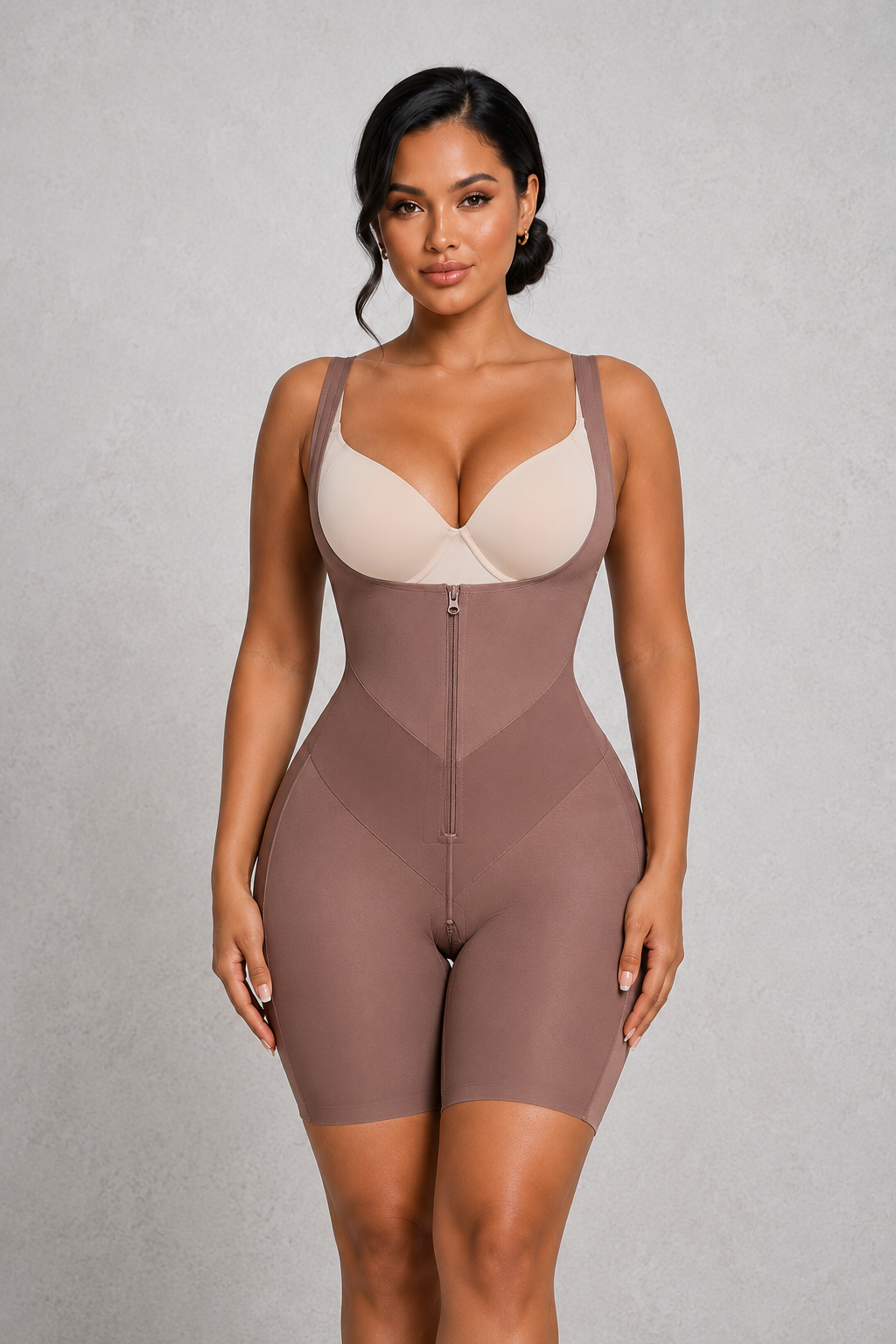 Sculp Firm Sculpt Shaping Bodysuit - Front Zip Waist Trainer Shapewear