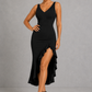 Sculp Shaping Bodycon Dress - Tummy Control V-Neck Dress with Ruffle Hem