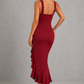 Sculp Shaping Bodycon Dress - Tummy Control V-Neck Dress with Ruffle Hem