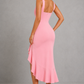 Sculp Shaping Bodycon Dress - Tummy Control V-Neck Dress with Ruffle Hem