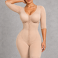Sculp Colombian faja with arm control in nude, hook-front closure