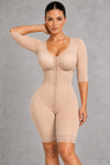 Sculp Colombian faja with arm control in nude, hook-front closure