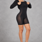 Sculp 2-in-1 long sleeve shapewear maxi dress showing built-in shaping shorts