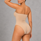 Sculp strapless high-leg compression bodysuit in nude, back view