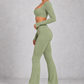 Sculp Flared Leggings Yoga Set in Green – side view
