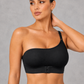 Sculp One-Shoulder Seamless Bra in Black – front