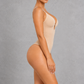 Sculp deep V keyhole thong shaping bodysuit in nude, side view