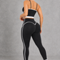 Sculp Contrast Trim Sports Bra & Bum Lift Leggings Set in Black – back view of bum lift leggings