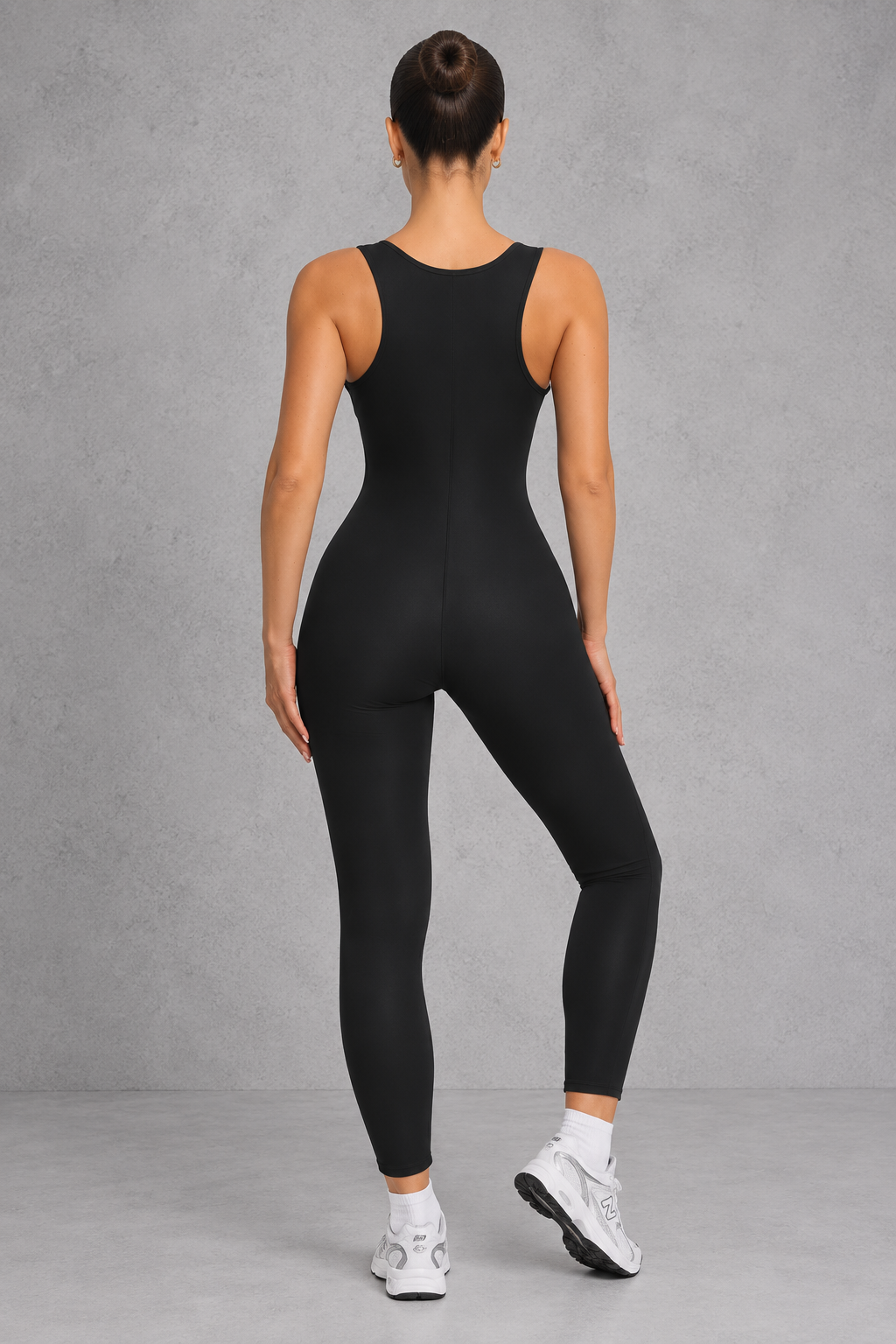Sculp sauna sweat jumpsuit in black, full-length