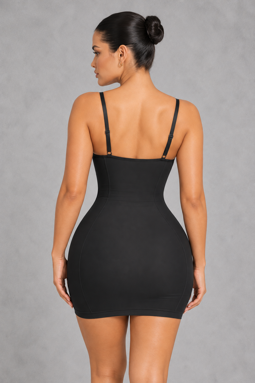 Sculp full slip shapewear in black – back view