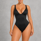 Sculp deep V underwire thong bodysuit in black