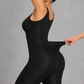 Sculp seamless zip-front mid-thigh shaping bodysuit in black