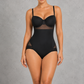 Sculp underwire push-up shaping bodysuit in black, front view
