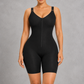 Sculp seamless zip-front mid-thigh shaping bodysuit in black