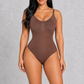 Sculp Thong Shapewear Bodysuit in Brown – front view