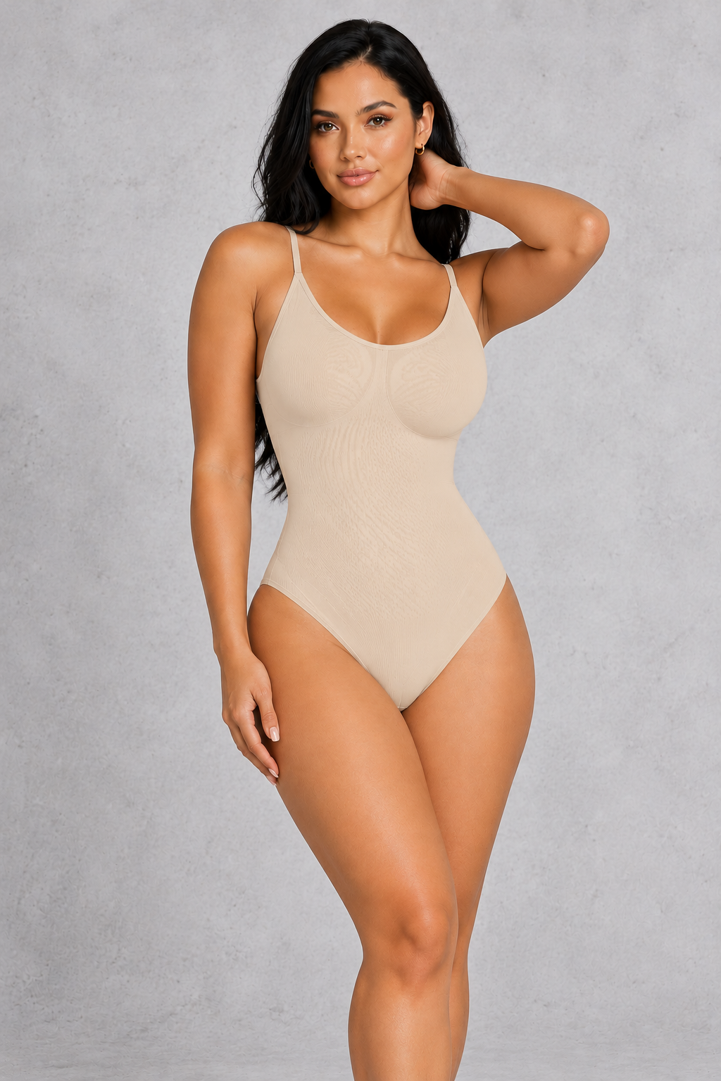 Sculp Thong Shapewear Bodysuit in Nude – front view