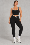Sculp Crossover Leggings & Sports Bra Gym Set in Black – front view