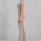 Sculp Fitted T-Shirt & Flared Leggings Set in Taupe – side view