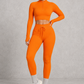 Sculp Ribbed Half-Zip Gym Co-Ord in Orange – front view