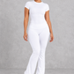 Sculp Fitted T-Shirt & Flared Leggings Set in White – front view