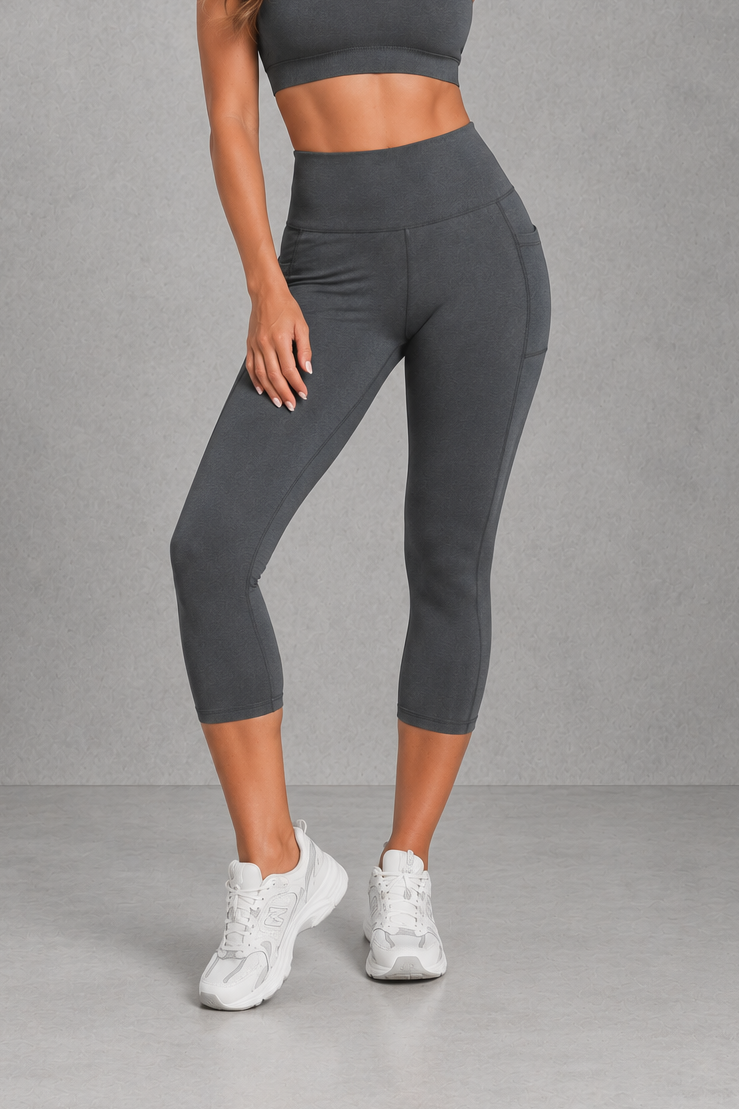 Sculp butt lift capri leggings in dark gray, front view
