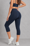 Sculp butt lift capri leggings in navy, detail view